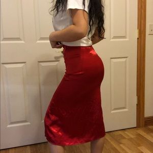 Red Satin Skirt